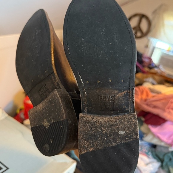 Frye Dark Brown Leather Shirley Riding Plate Boots - Picture 9 of 9